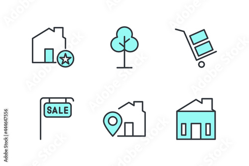 real estate set icon, isolated real estate set sign icon, vector illustration © muhamad