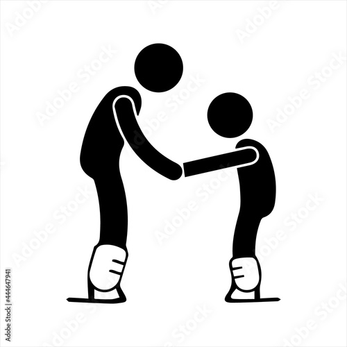 Child learning ice skating icon, vector and glyph