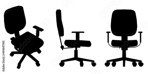 Set with silhouettes of an office chair in various positions isolated on a white background. Vector illustration