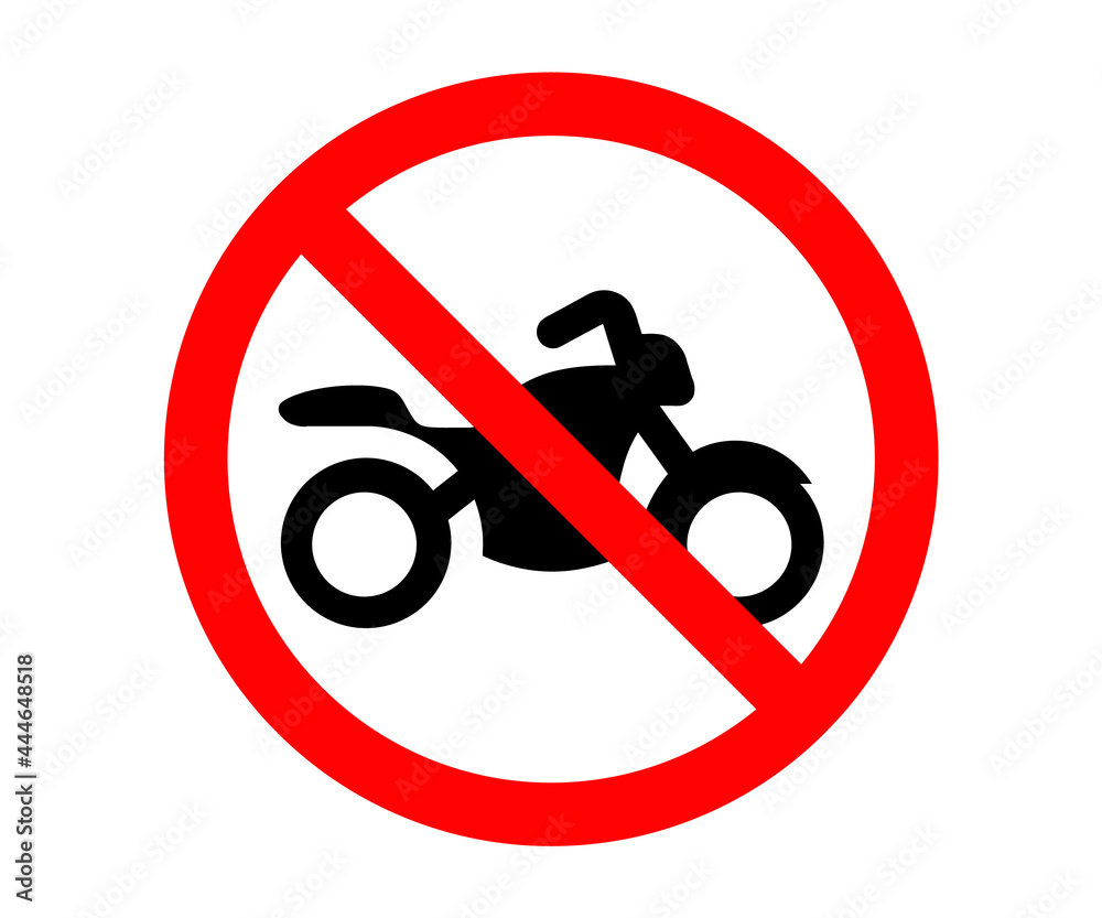 No bike, motorcycle not allowed, bike prohibited warning sign Stock