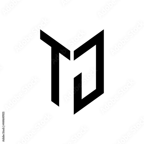 initial letters monogram logo black TJ