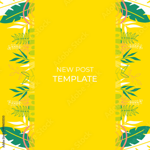 Hand drawn summer instagram posts or social media stories template. Can be use for floral wedding invitation  greeting card  banner  flier  business card and more