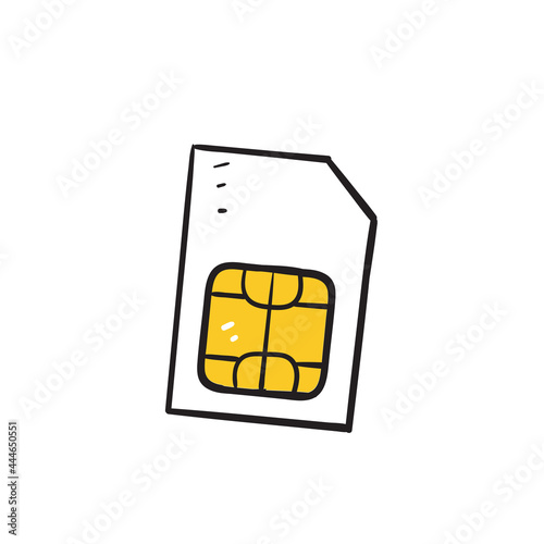 hand drawn doodle sim card mobile illustration icon isolated background