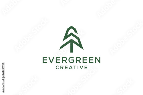 Letter S pine evergreen. fir hemlock spruce conifer cedar coniferous cypress larch pinus tree forest vintage retro hipster line art Logo design