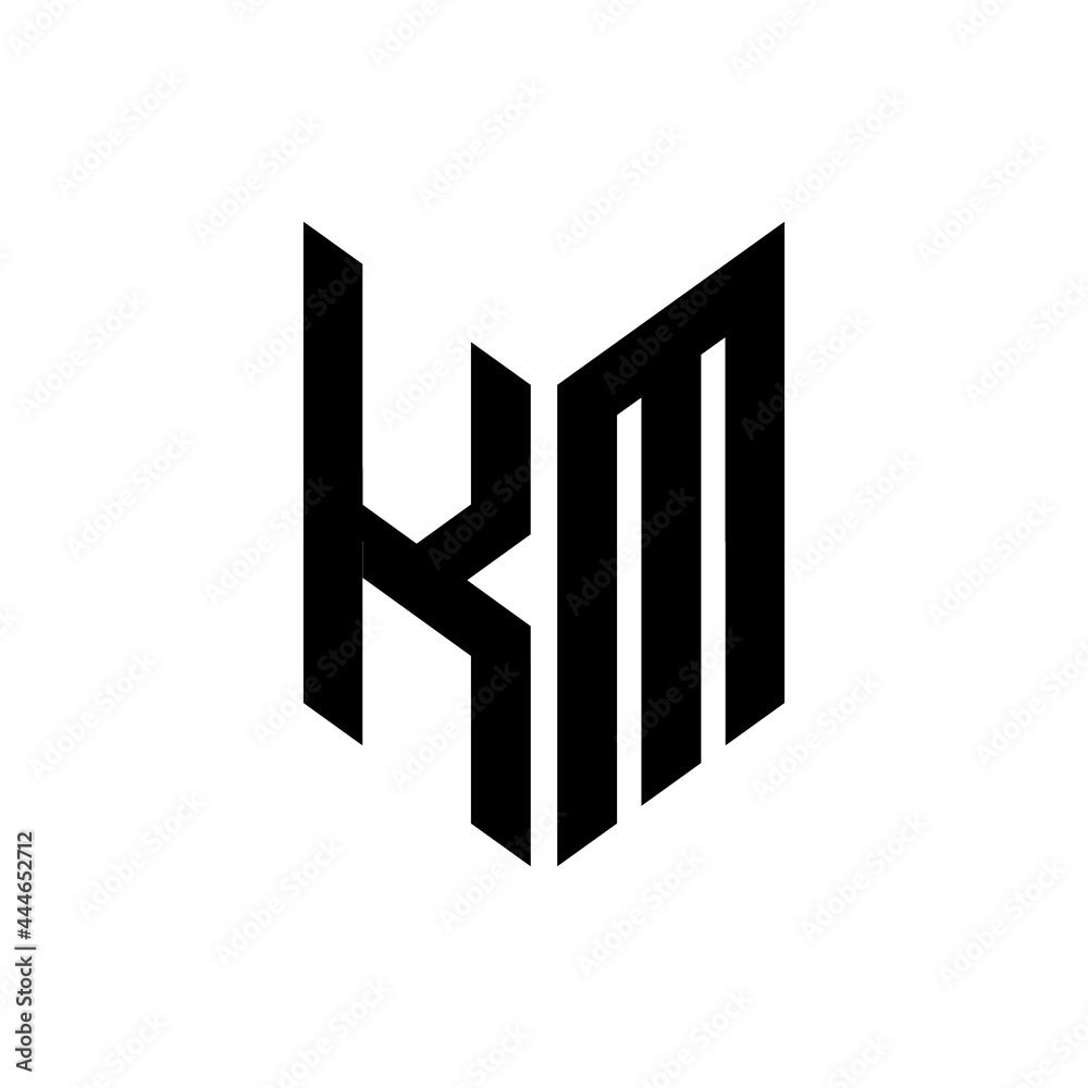 initial letters monogram logo black KM initial letters monogram logo black KM