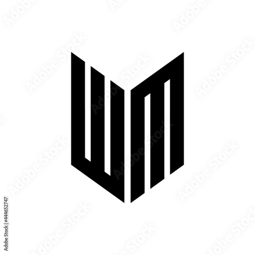 initial letters monogram logo black WM