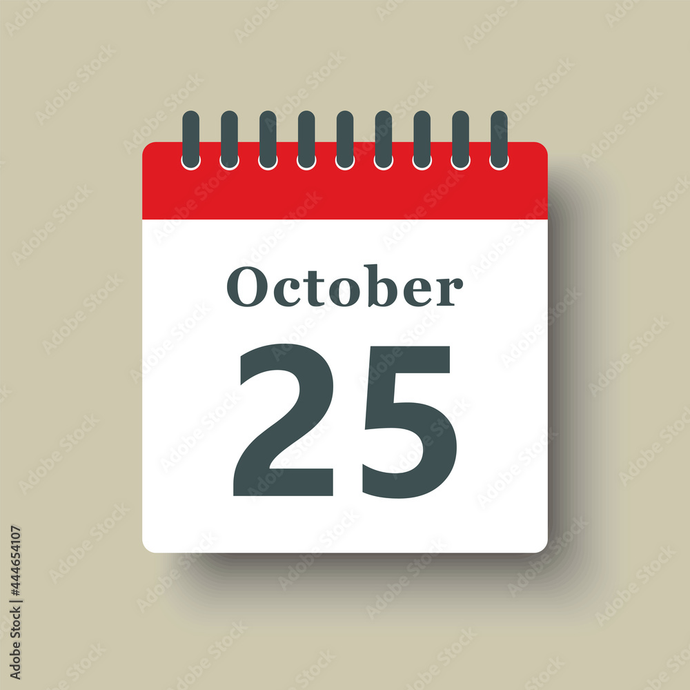 Icon day date 25 October, template calendar page Icon day date 25 October, template calendar page
