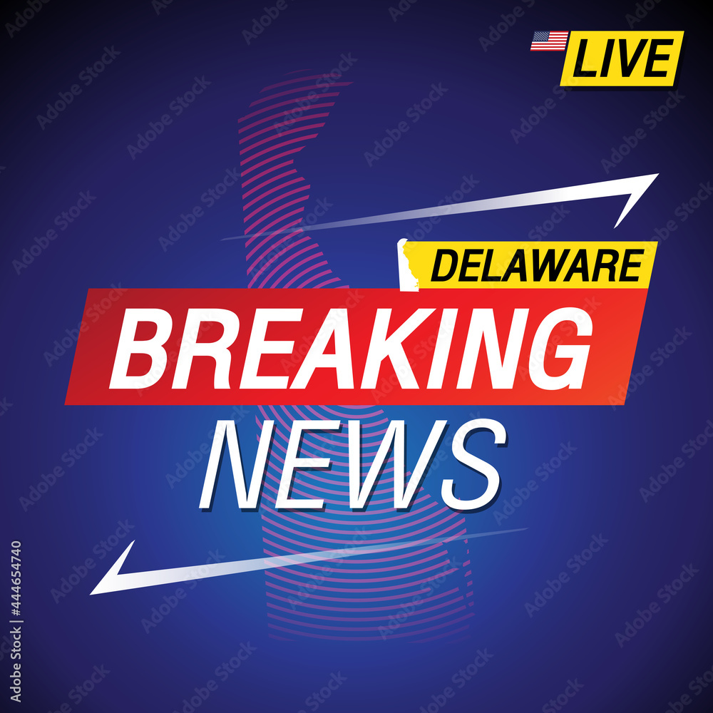 Breaking news. United states of America with backgorund. Delaware and map on Background vector art image illustration. Breaking news. United states of America with backgorund. Delaware and map on Background vector art image illustration.