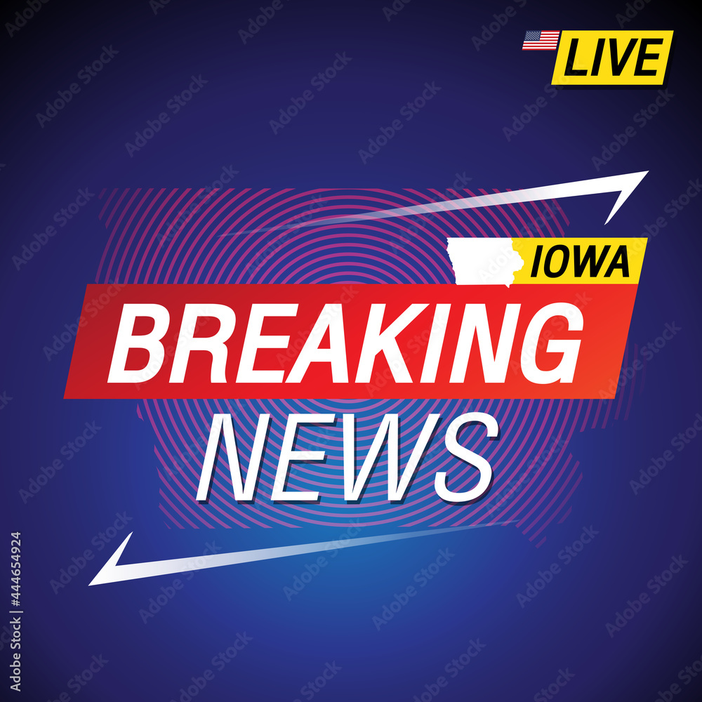 Naklejka premium Breaking news. United states of America with backgorund. Iowa and map on Background vector art image illustration.