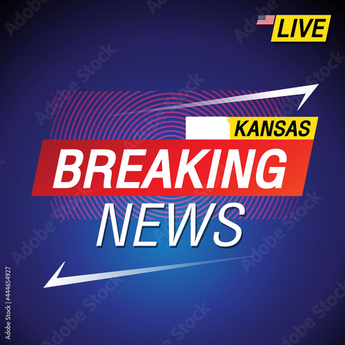 Breaking news. United states of America with backgorund. Kansas and map on Background vector art image illustration.
