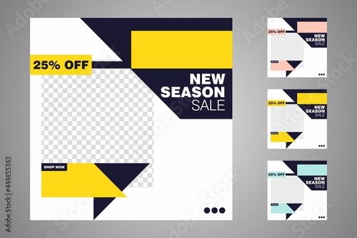 Free Download New set of editable minimal banner templates. Suitable for social media posts and web or internet ads. Vector illustration with photo college. - GFXLoad