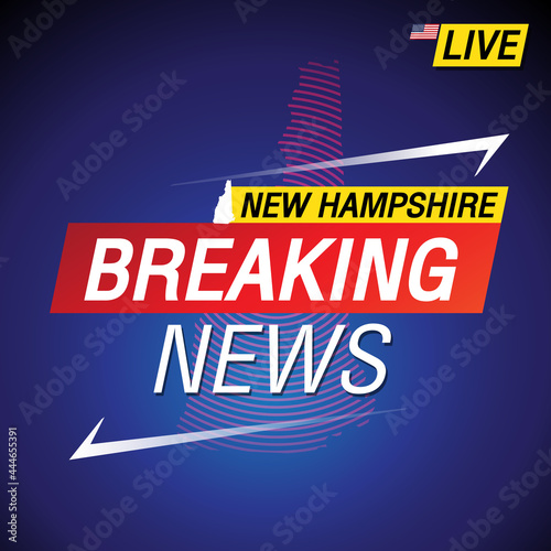 Breaking news. United states of America with backgorund. New Hampshire and map on Background vector art image illustration.