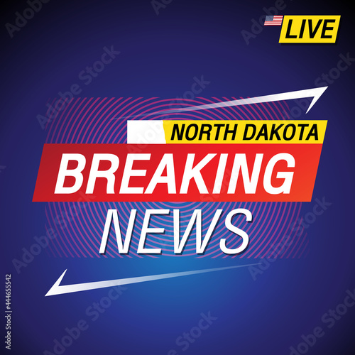 Breaking news. United states of America with backgorund. North Dakota and map on Background vector art image illustration.