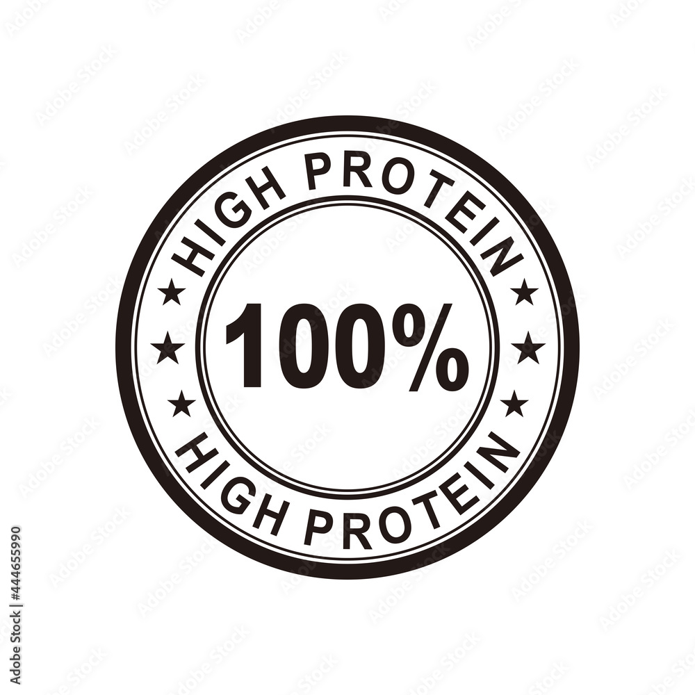 High protein product, ink vector stamp isolated on white background  
