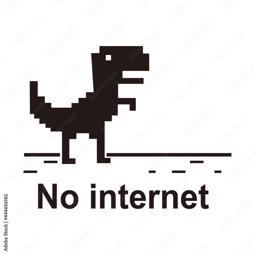 Dinossauro pixel. ícone de erro. navegador de jogos offline. ilustração em  vetor.