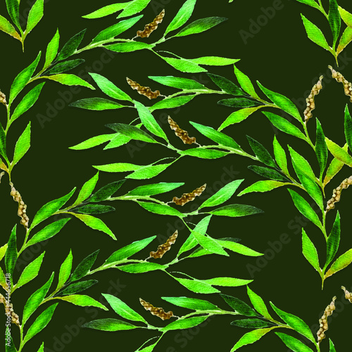Vector pattern with a floral theme. Background with leaves and flowers. The backdrop for greeting cards, posters, banners, and placards.