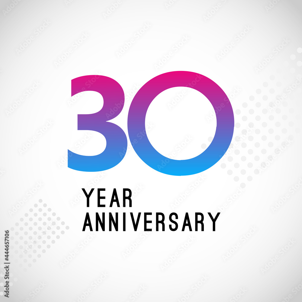 30 Year Anniversary Logo Vector Template Design Illustration White Color 30 Year Anniversary Logo Vector Template Design Illustration White Color
