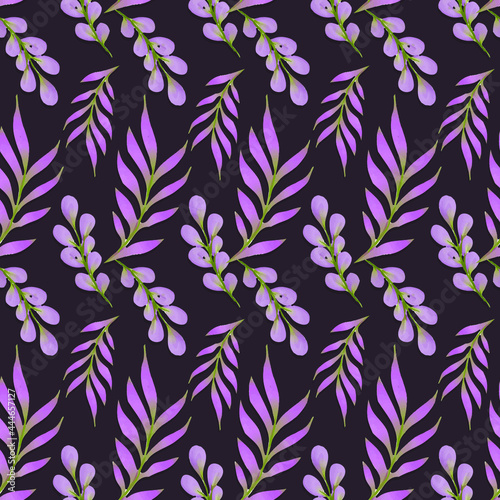 Vector pattern with a floral theme. Background with leaves and flowers. The backdrop for greeting cards, posters, banners, and placards.