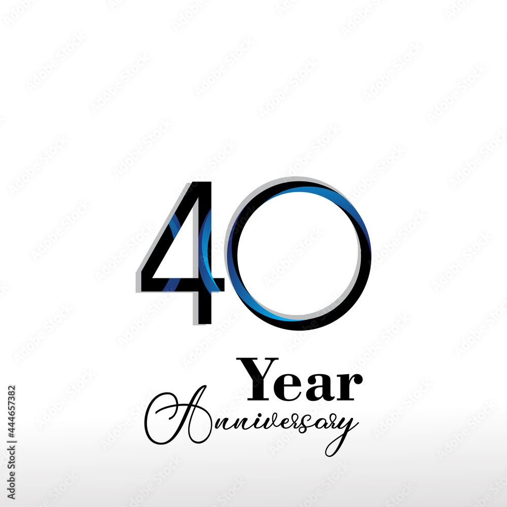 40 Year Anniversary Logo Vector Template Design Illustration White Color