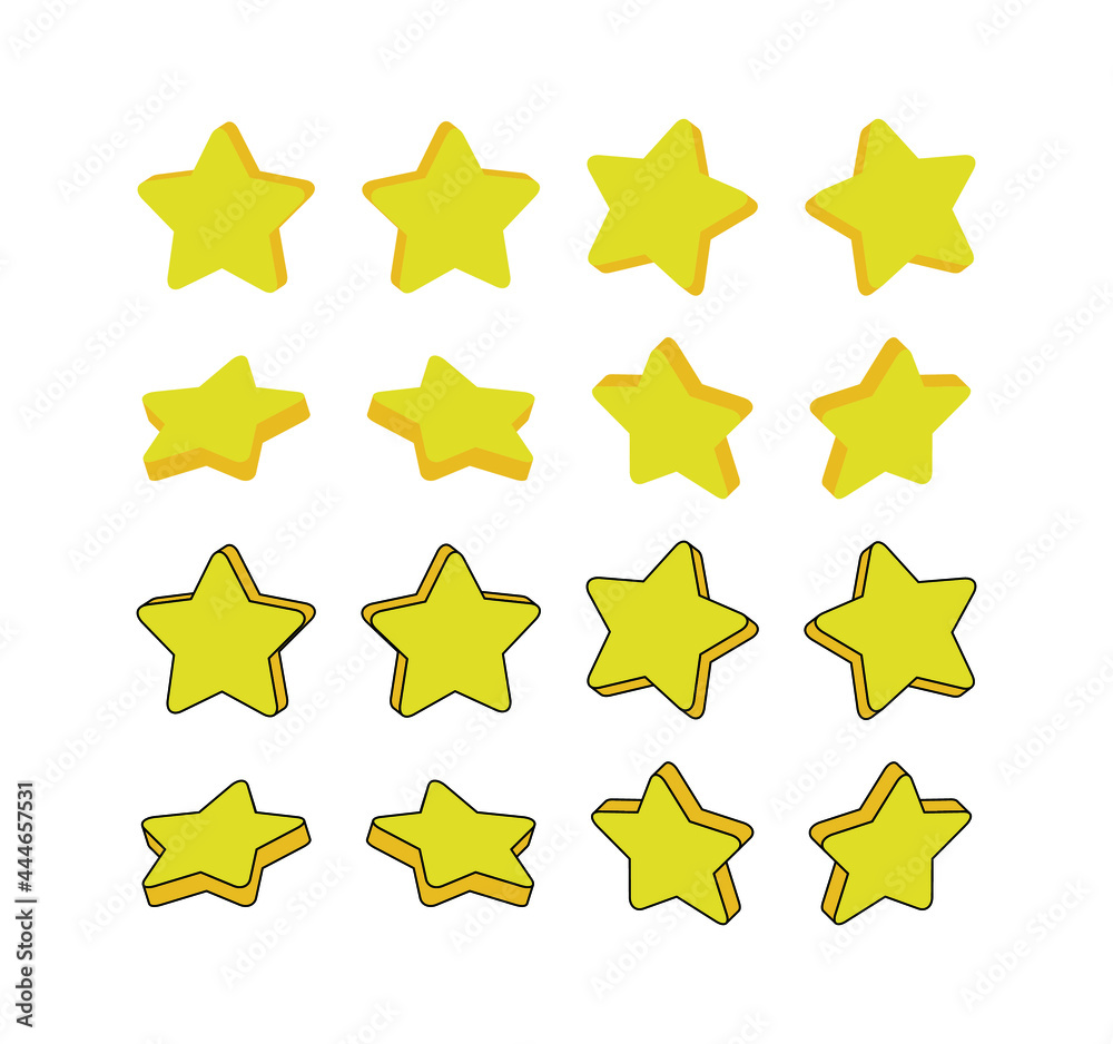 A set of various angle star icon illustrations. A set of various angle star icon illustrations.