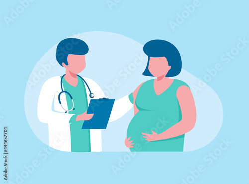 Pregnancy consultation flat vector illustration banner