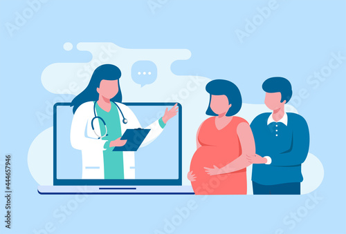 Pregnancy consultation flat vector illustration banner