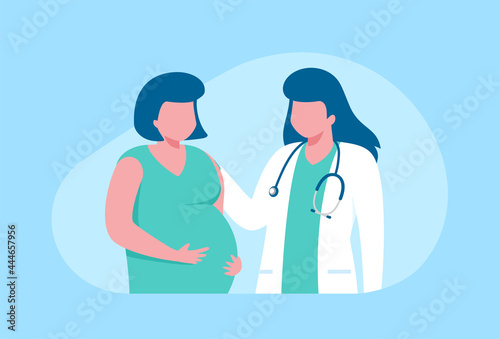 Pregnancy consultation flat vector illustration banner