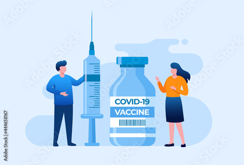 Vaccine medical treatment flat vector illustration for banner
