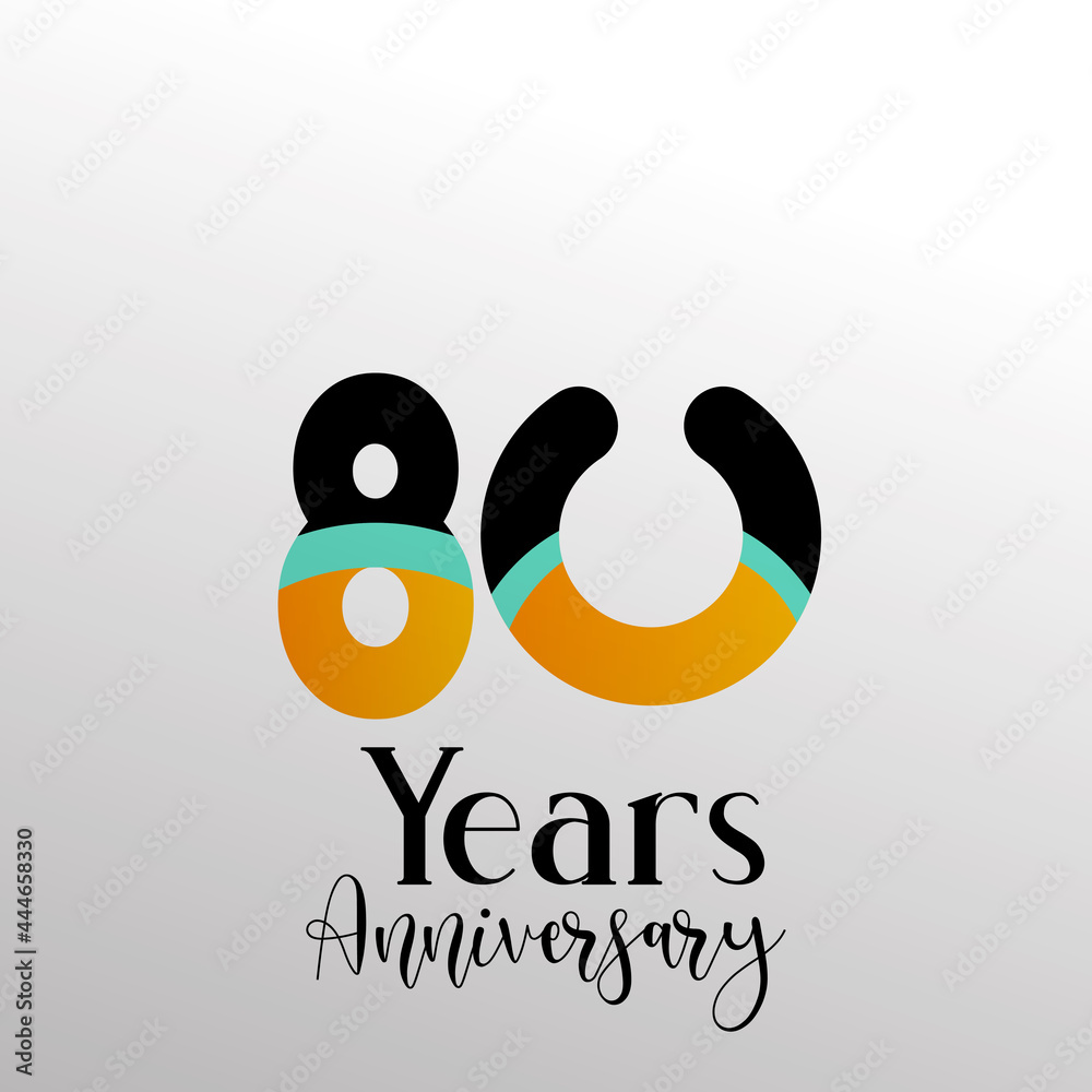Naklejka premium 80 Year Anniversary Logo Vector Template Design Illustration White Color