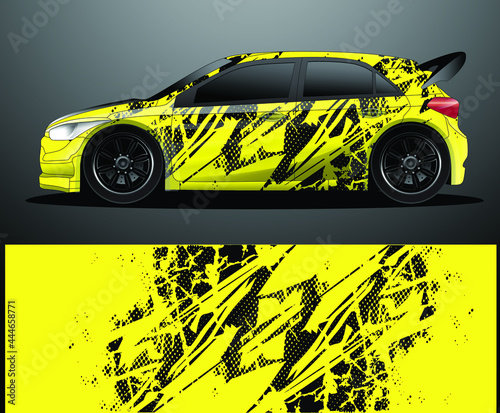 Rally car decal graphic wrap vector, abstract background
