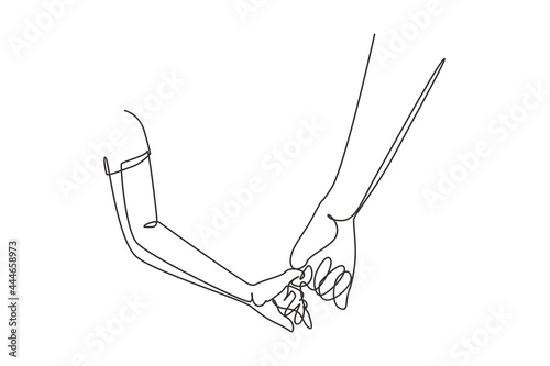 Continuous one line drawing dad holding hands daughter with love. Father and little cute daughter playing together. I love you Dad. Daddy and Family Day Concept. Single line draw design vector graphic