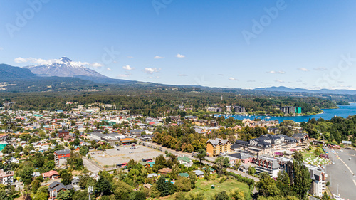 Aerial view of Villarica, Araucania, Chile. Volcan. © Brastock Images