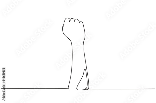 Single continuous line drawing fist or resistance hand symbol. Zero hand count. Learn to count numbers. Concept of education. Nonverbal signs. Dynamic one line draw graphic design vector illustration