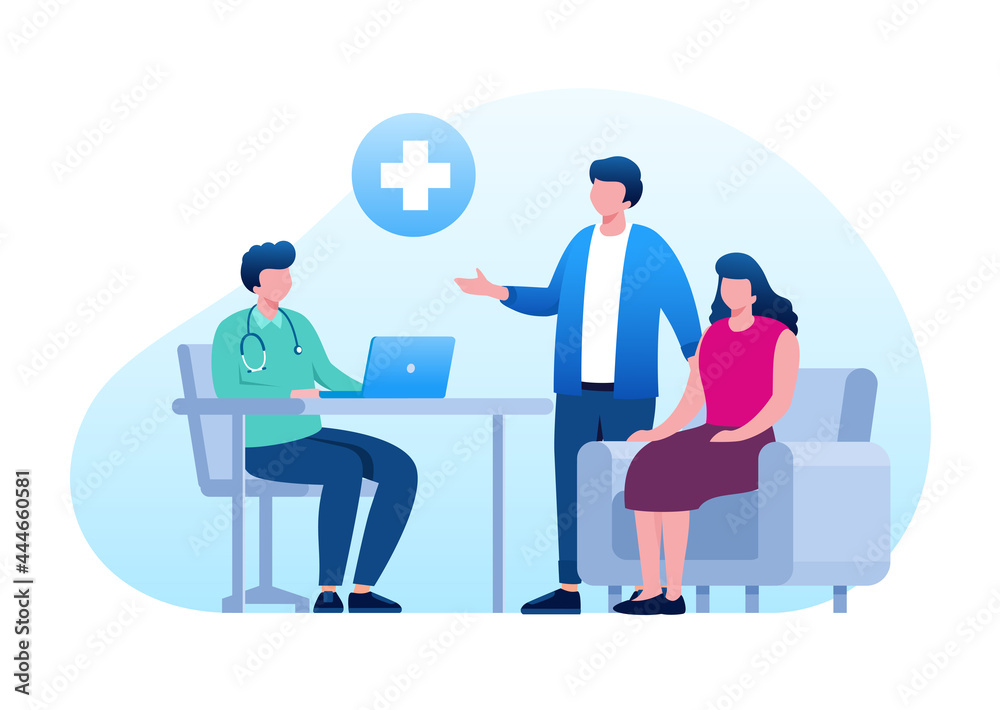 Medical doctor consultation flat vector illustration for banner Medical doctor consultation flat vector illustration for banner