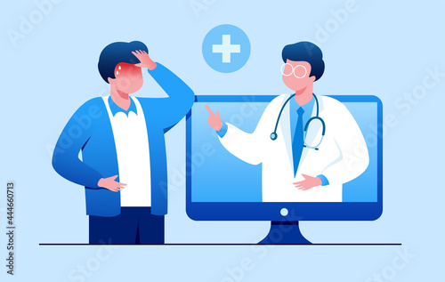 Online doctor for emergency flat vector illustration banner