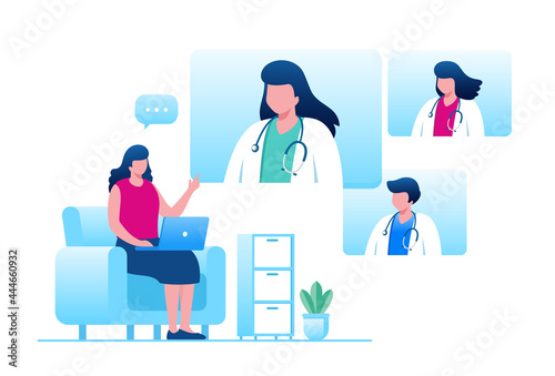 Medical doctor consultation flat vector illustration for banner 
