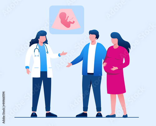 Pregnancy consultation flat vector illustration banner
