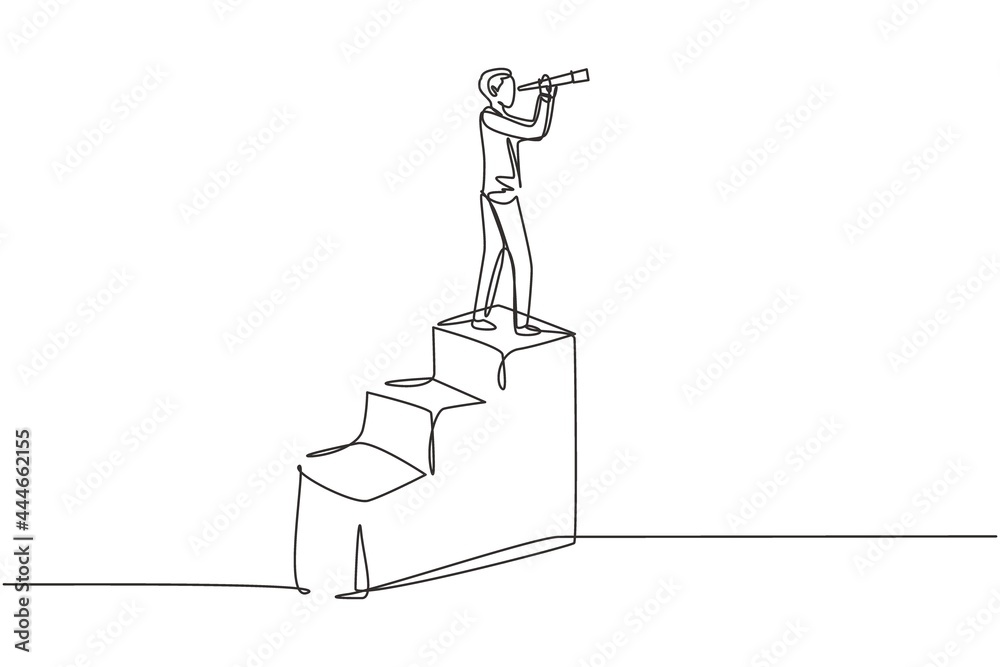 Single one line drawing vision concept in business of businessman and ...