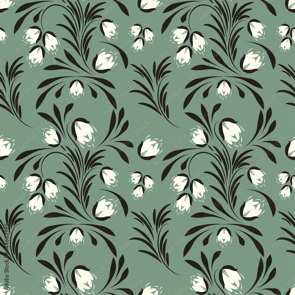 Fototapeta premium Folk flowers pattern Floral surface design Seamless pattern