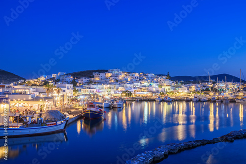 Iconic view from the picturesque seaside village of Naousa on the island of Paros  Cyclades  Greece  during summer period
