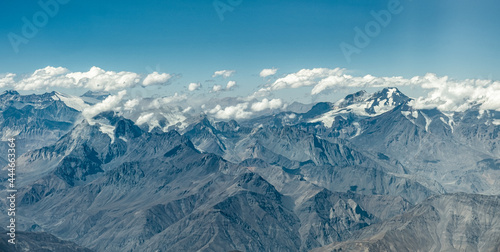 Aerial view of the Andes mountain range on the horizon
