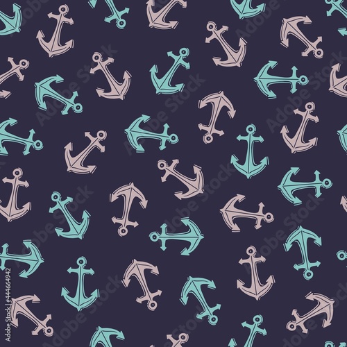 Abstract Seamless Pattern with Anchor Vector Graphic Silhouette