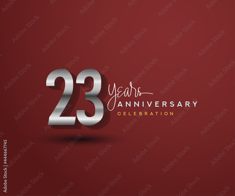 23rd years anniversary celebration design with bold number shape silver color for special celebration event. 23rd years anniversary celebration design with bold number shape silver color for special celebration event.
