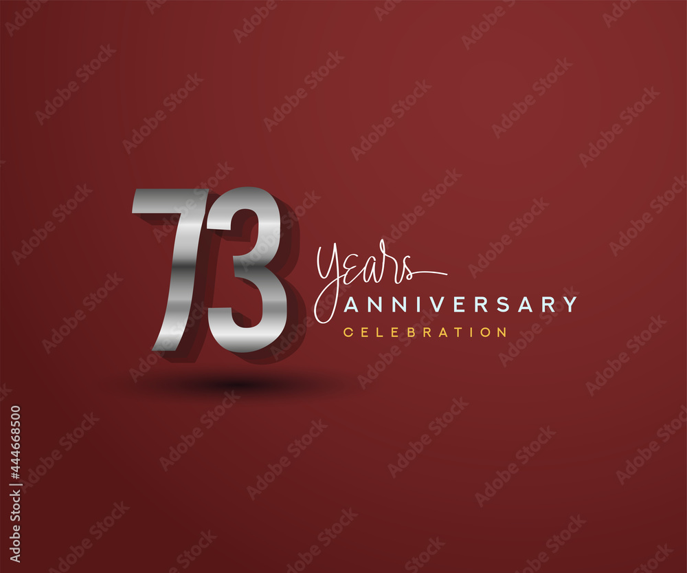 73rd years anniversary celebration design with bold number shape silver color for special celebration event.
