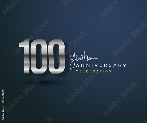 100th years anniversary celebration design with bold number shape silver color for special celebration event.