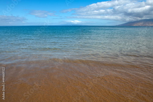 Beach and tropical sea background. Concept of summer relaxation.