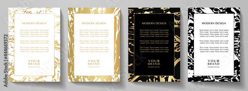 Modern black and gold frame design set (collection). Premium vector layout background with luxury pattern for certificate, business catalog, brochure template, menu