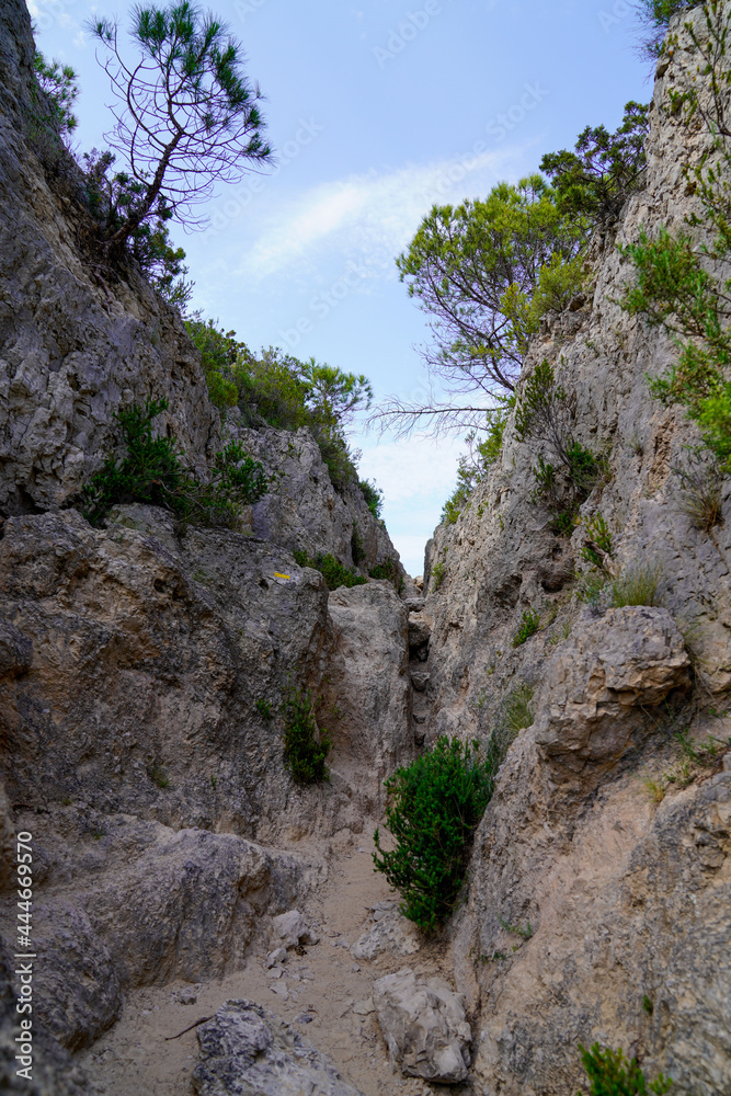 rocks circus pathway of dolomites of Moureze in french Herault region france