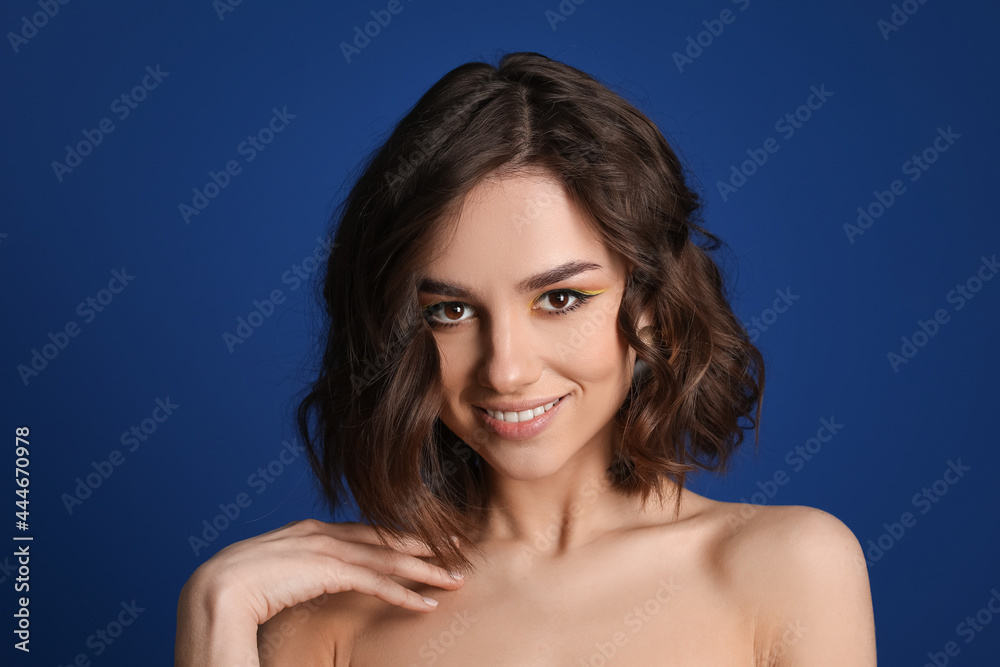 Beautiful young woman on color background Beautiful young woman on color background