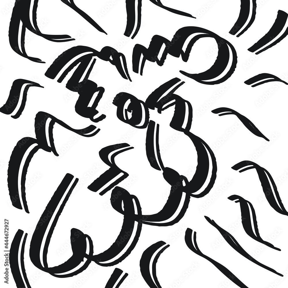 Black paint brush strokes vector seamless pattern. Hand drawn curved and wavy lines with grunge circles. brush scribbles decorative texture. Messy doodles, bold curvy lines illustration. Black paint brush strokes vector seamless pattern. Hand drawn curved and wavy lines with grunge circles. brush scribbles decorative texture. Messy doodles, bold curvy lines illustration.